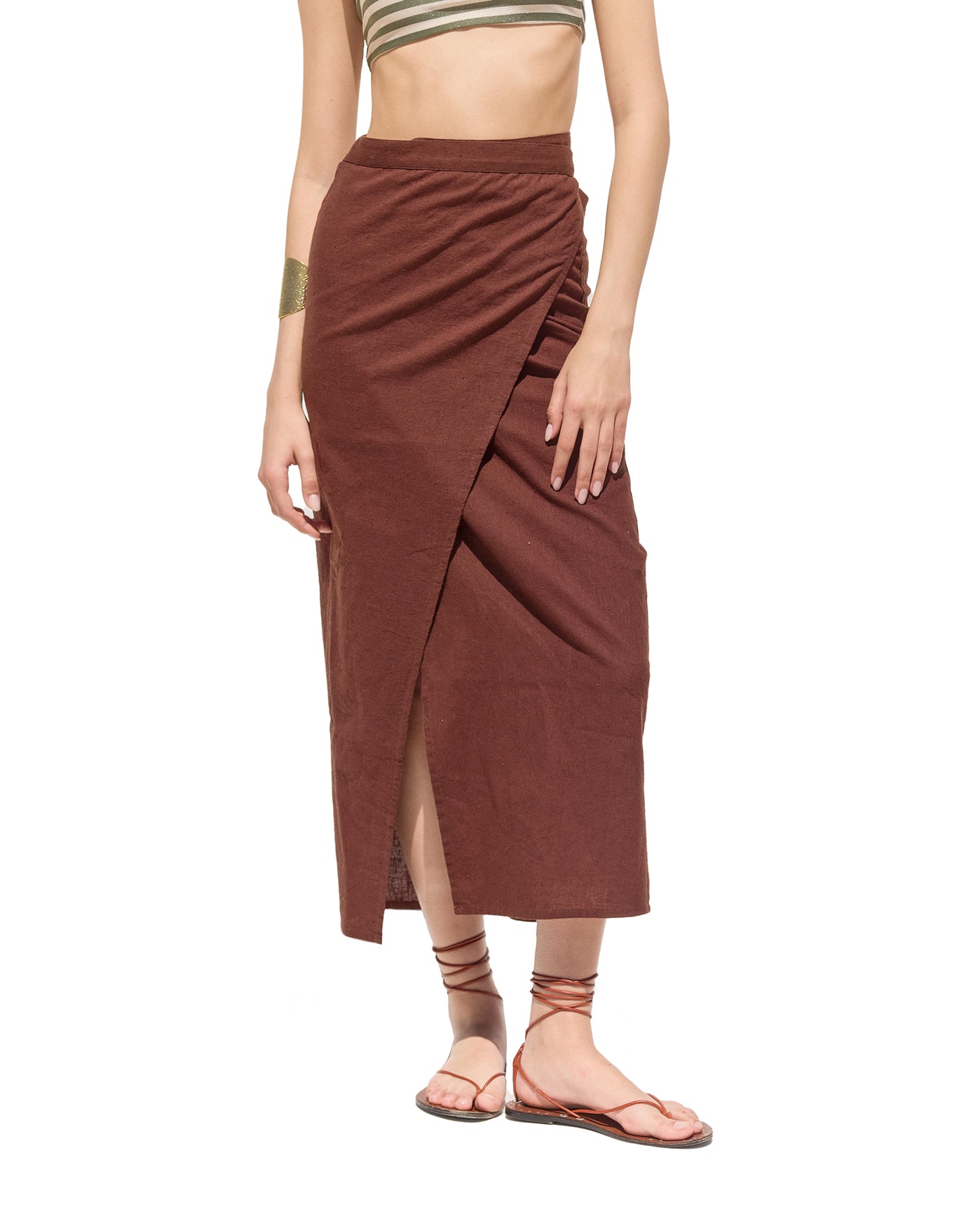 Terra Sarong Style Wrap Skirt Cover-Up | Brown
