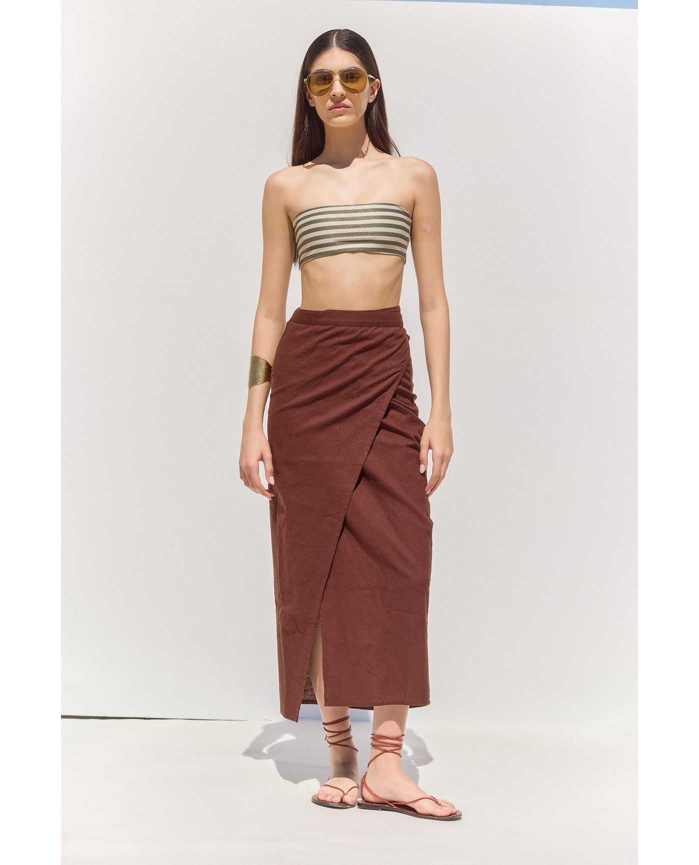 Terra Sarong Style Wrap Skirt Cover-Up | Brown