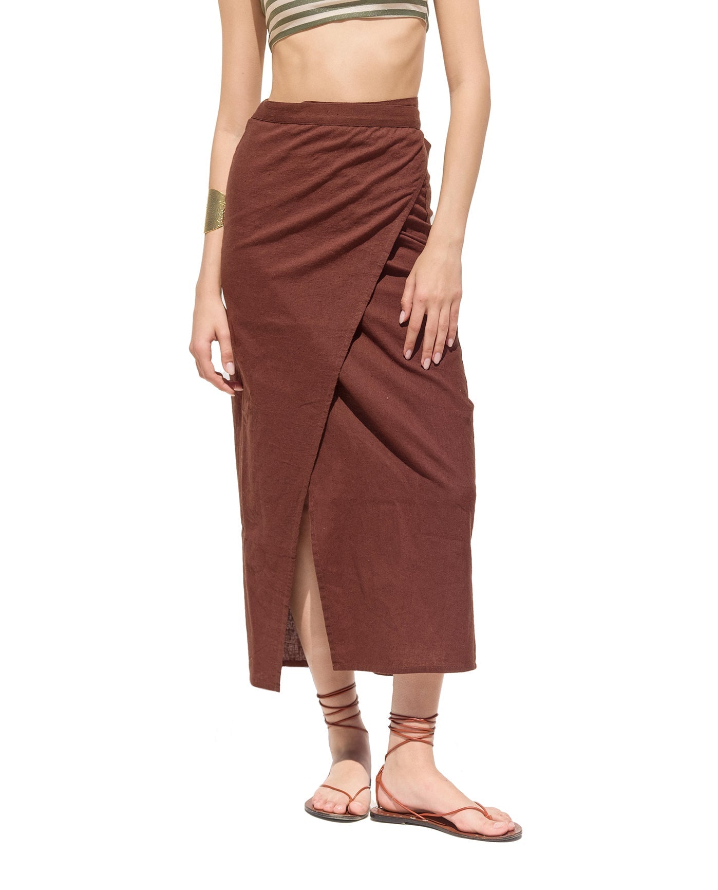 Terra Sarong Style Wrap Skirt Cover-Up | Brown
