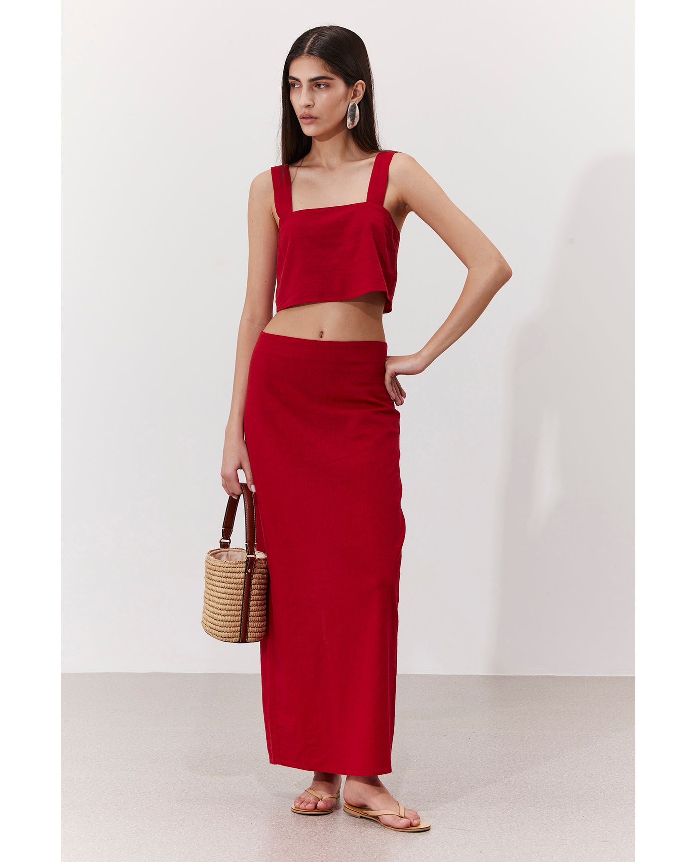 Bali Escape Maxi Skirt Cover-Up-Red