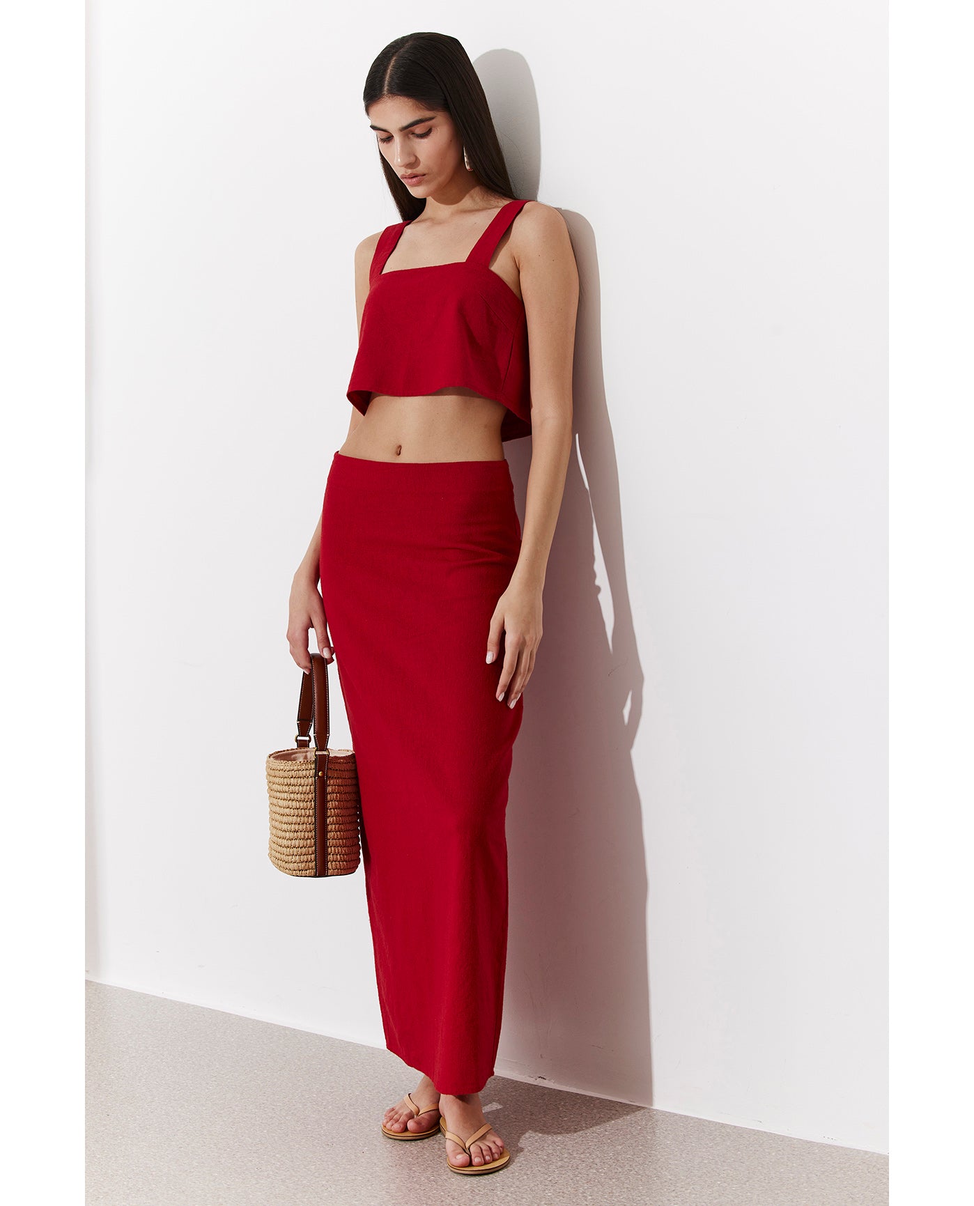 Bali Escape Maxi Skirt Cover-Up-Red