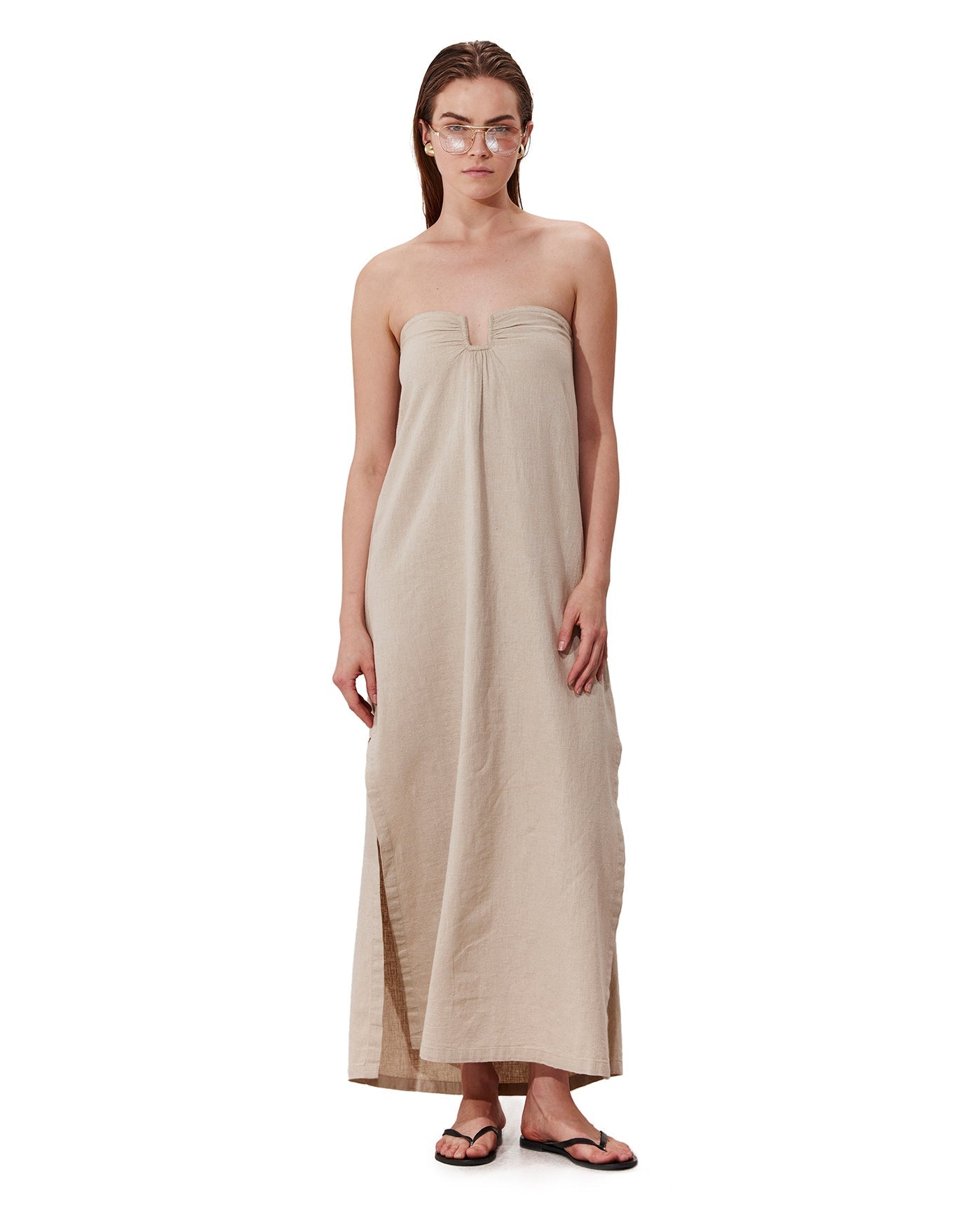 Terra Bandeau U Wire Midi Dress Cover-Up | Natural