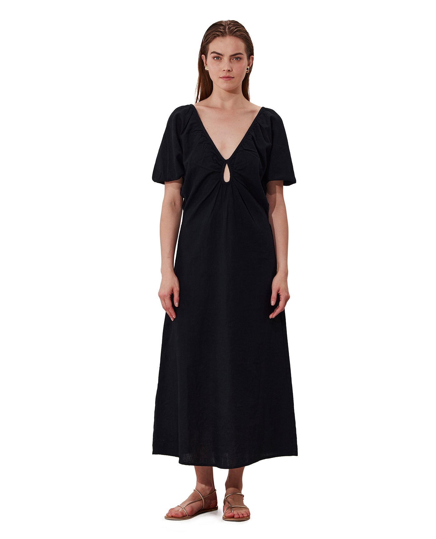 Terra Puff Sleeve Midi Dress Cover-Up | Black

