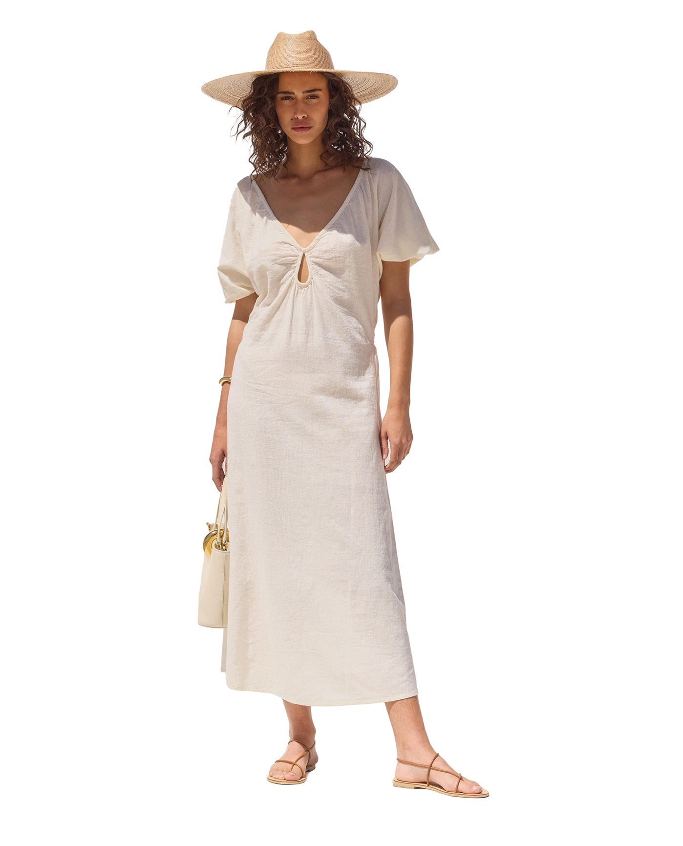Terra Puff Sleeve Midi Dress Cover-Up | Cream
