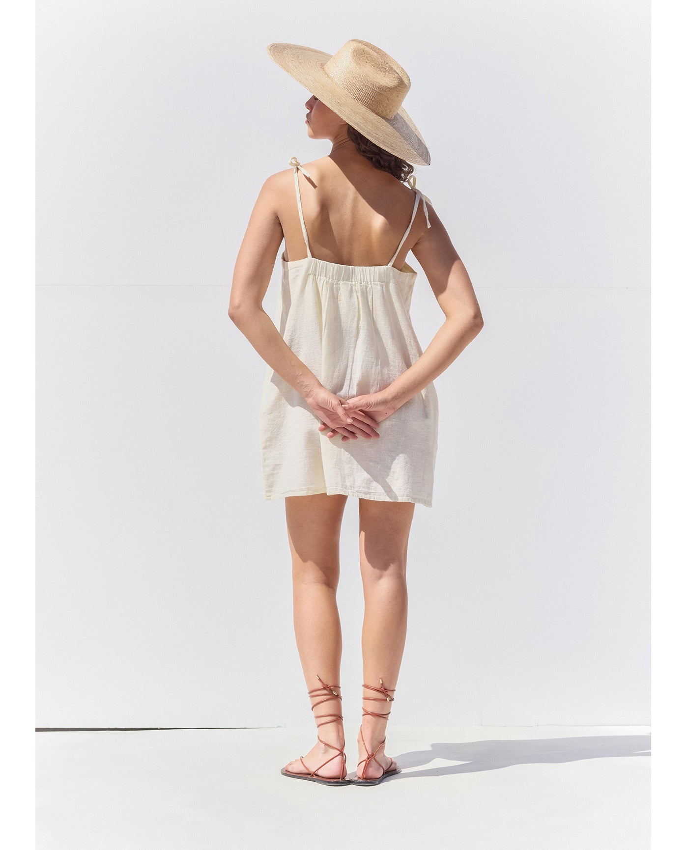 Terra Square Neck Mini Dress Cover-Up | Cream
