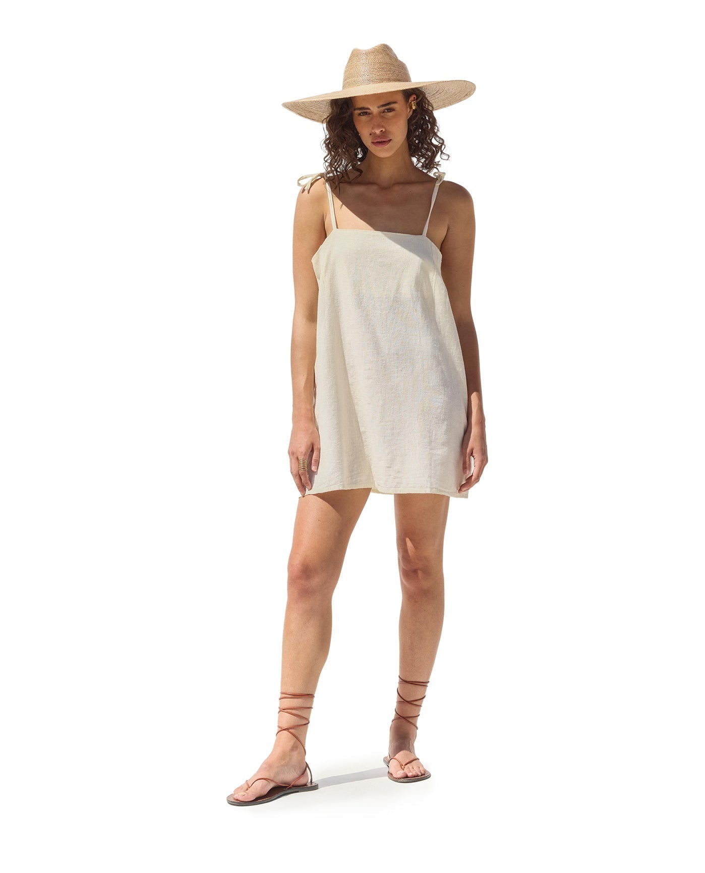Terra Square Neck Mini Dress Cover-Up | Cream
