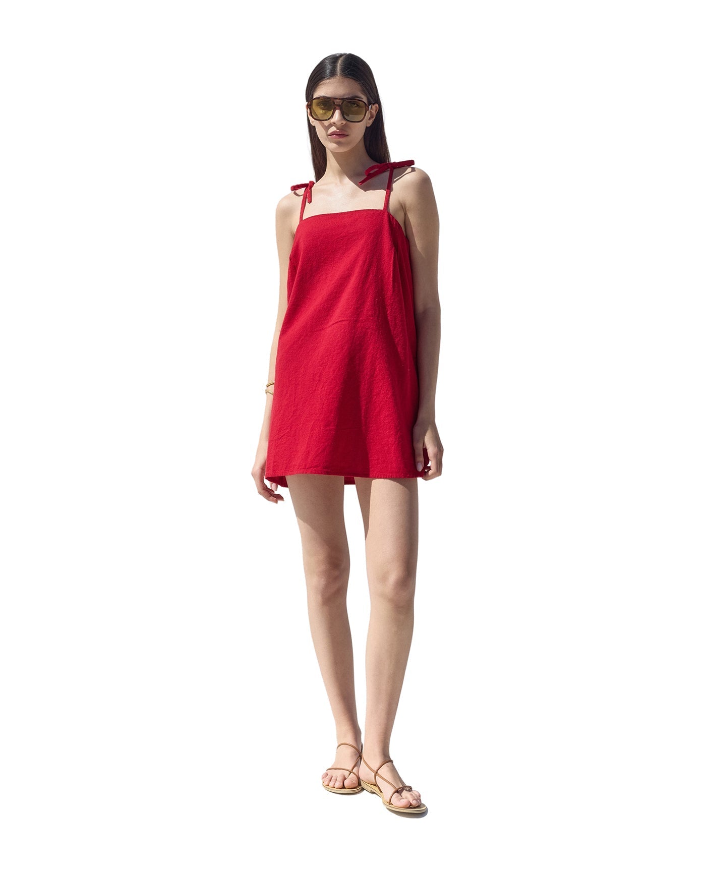 Terra Square Neck Mini Dress Cover-Up | Red