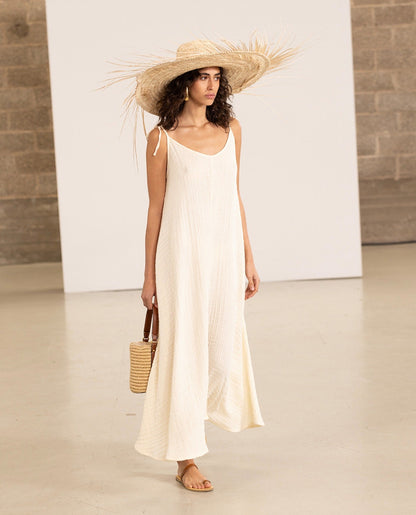 Front View Of Gottex Beach Life Maxi Cover Up Dress | GOTTEX BEACH LIFE NATURAL
