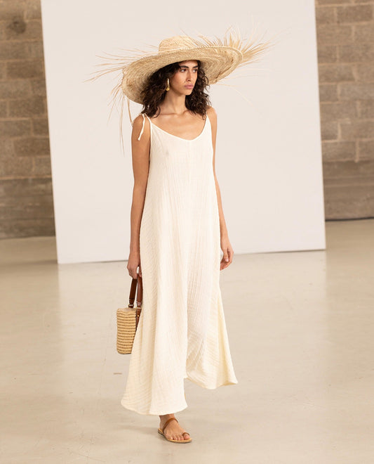 Front View Of Gottex Beach Life Maxi Cover Up Dress | GOTTEX BEACH LIFE NATURAL