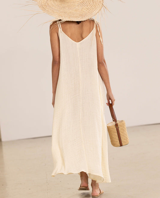 Back View Of Gottex Beach Life Maxi Cover Up Dress | GOTTEX BEACH LIFE NATURAL