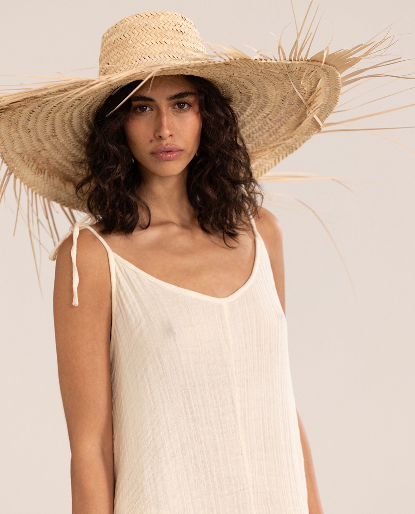 Detail Front View Of Gottex Beach Life Maxi Cover Up Dress | GOTTEX BEACH LIFE NATURAL