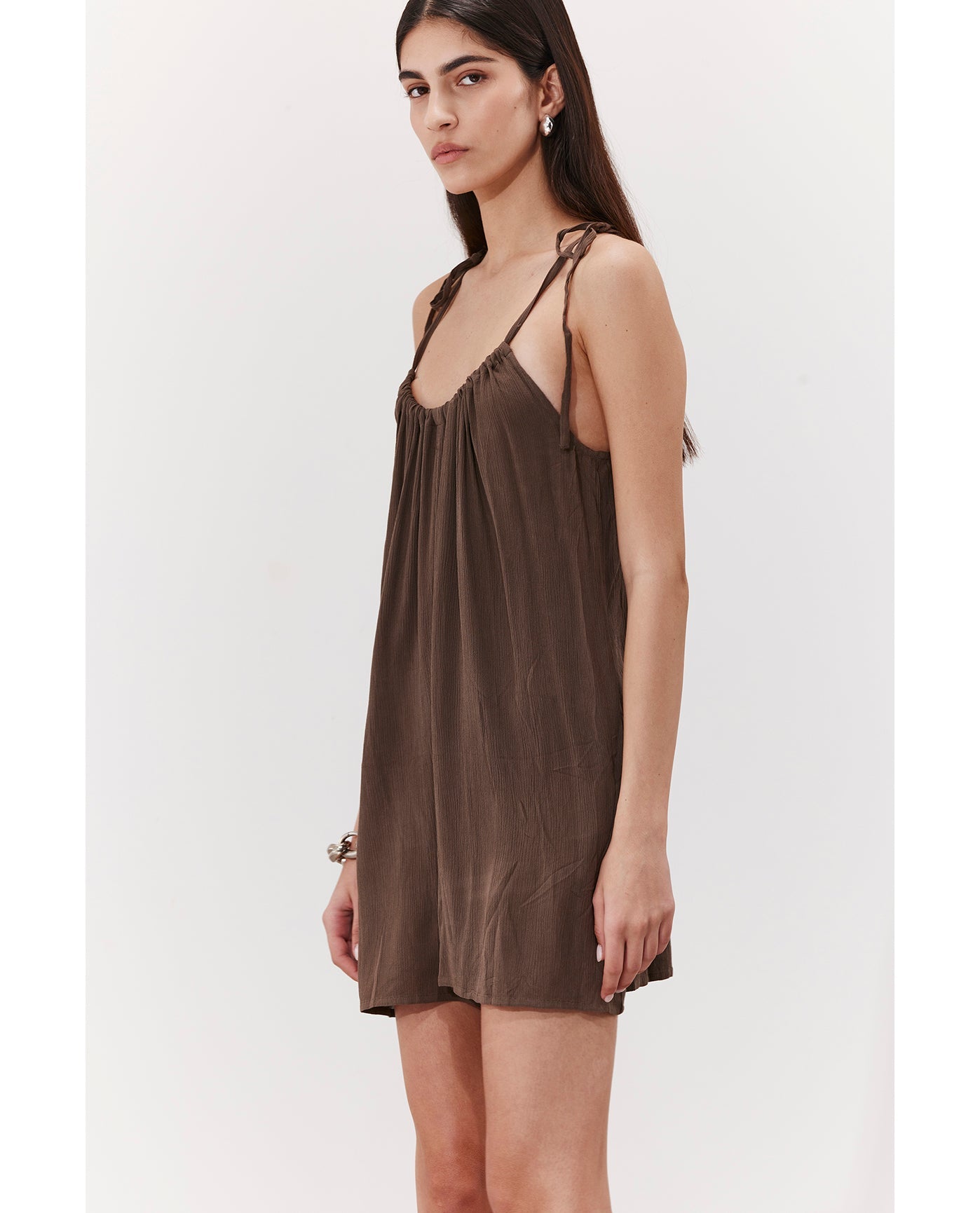 Solena Crêpe High Neck Romper Cover-Up | Khaki