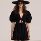 Front View Of Gottex Beach Life Front Tie V-Neck Cover Up Dress | GOTTEX BEACH LIFE BLACK