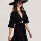 Side View View Of Gottex Beach Life Front Tie V-Neck Cover Up Dress | GOTTEX BEACH LIFE BLACK