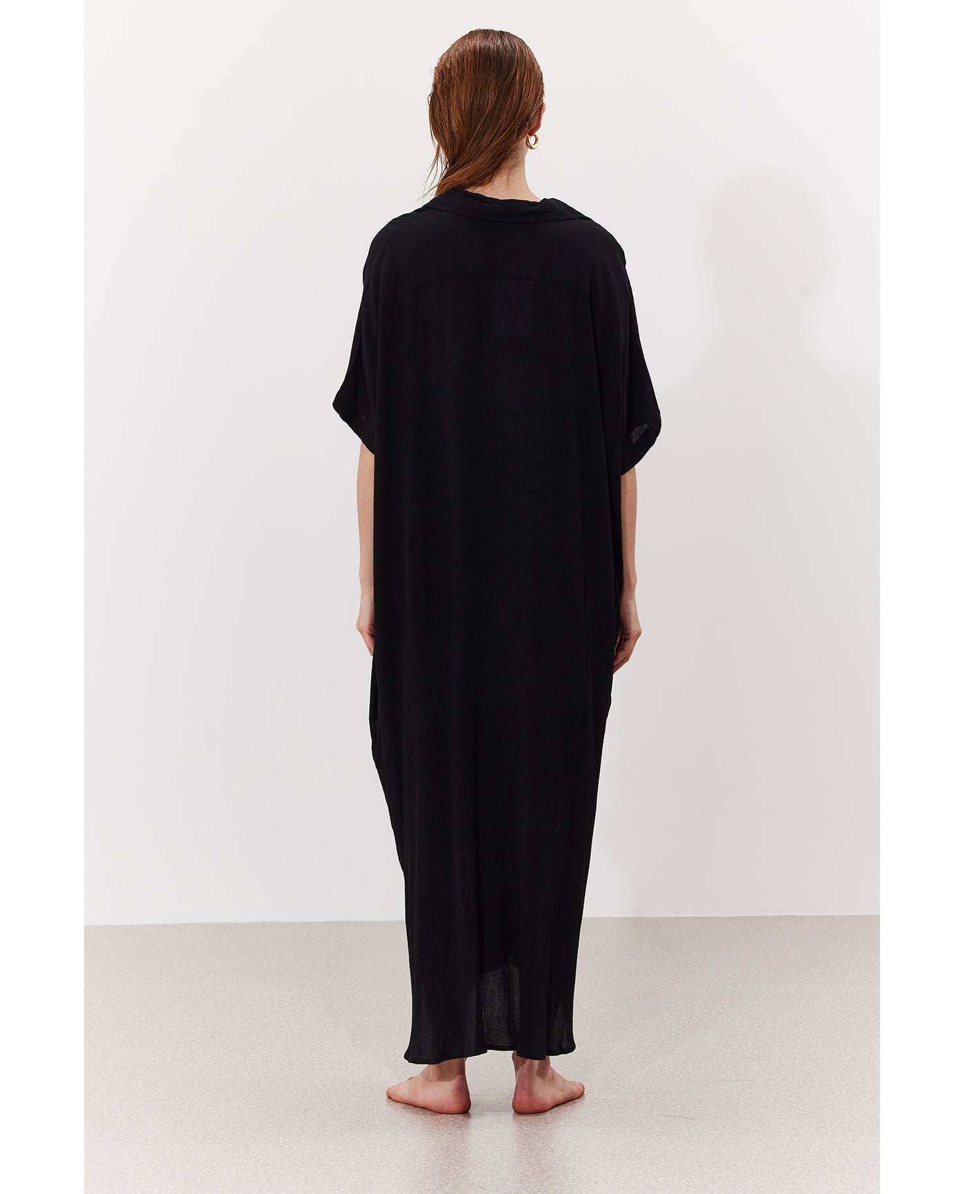 Solena Crêpe Oversized Shirt Dress Cover-Up | Black

