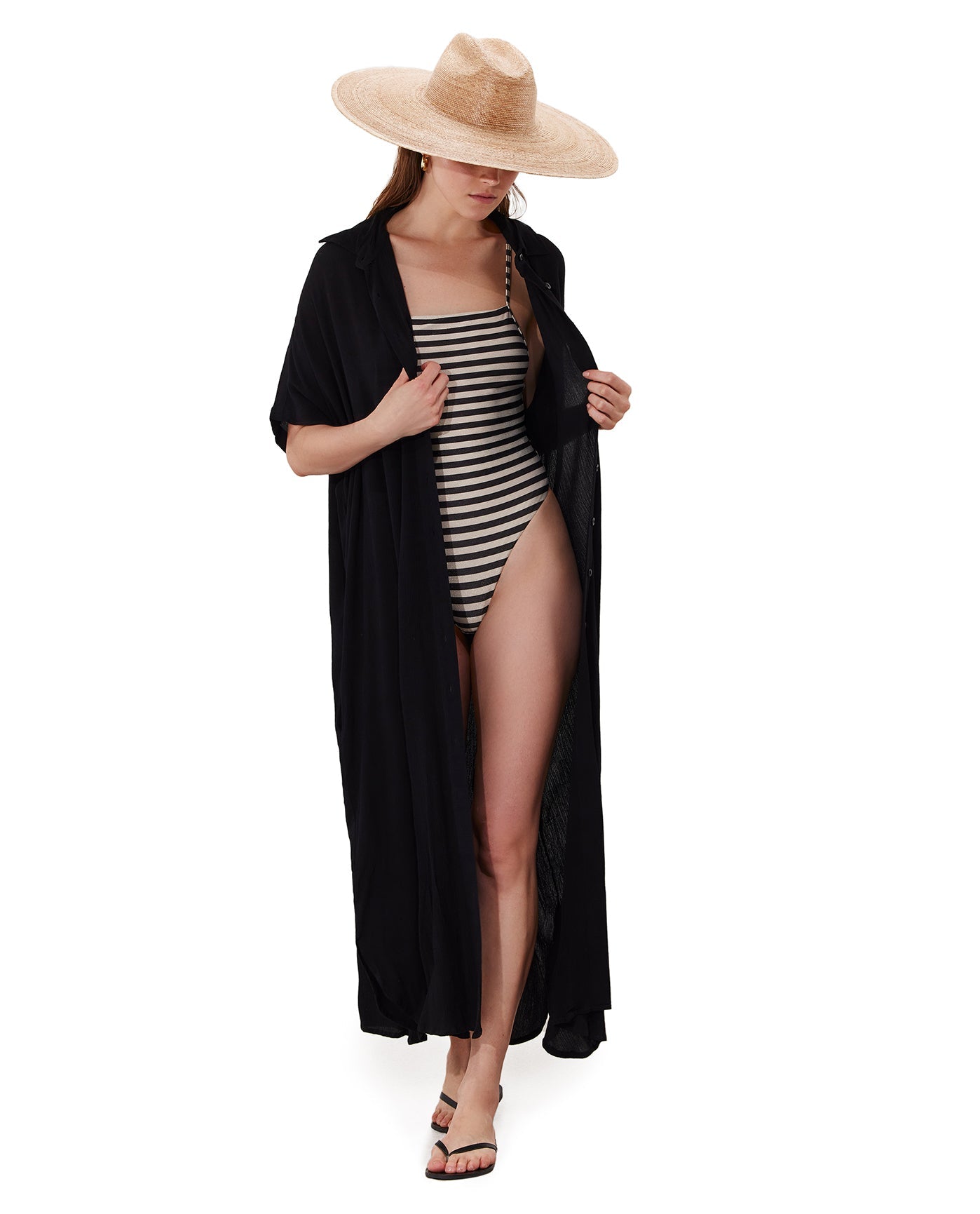 Solena Crêpe Oversized Shirt Dress Cover-Up | Black
