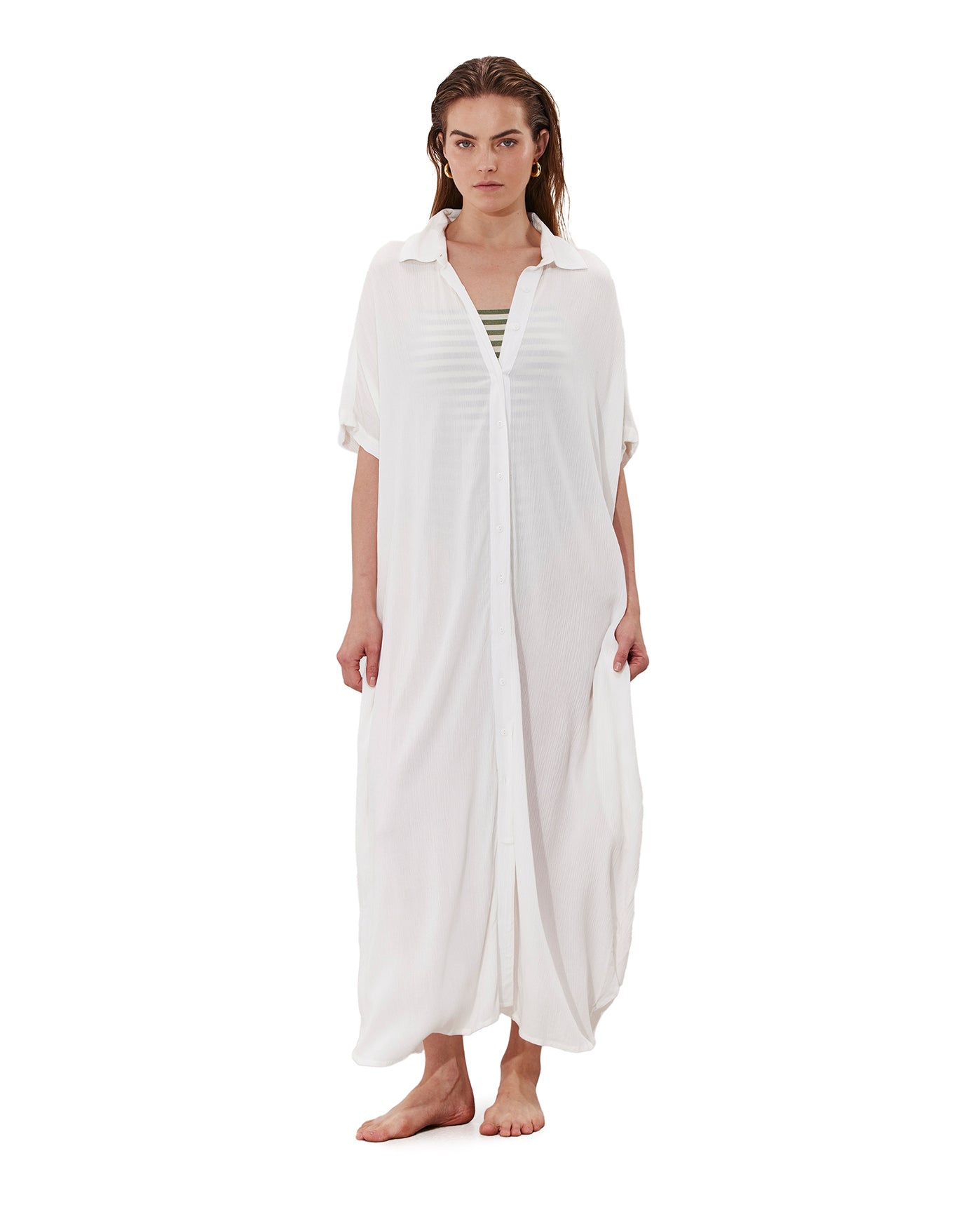 Solena Crêpe Oversized Shirt Dress Cover-Up | White