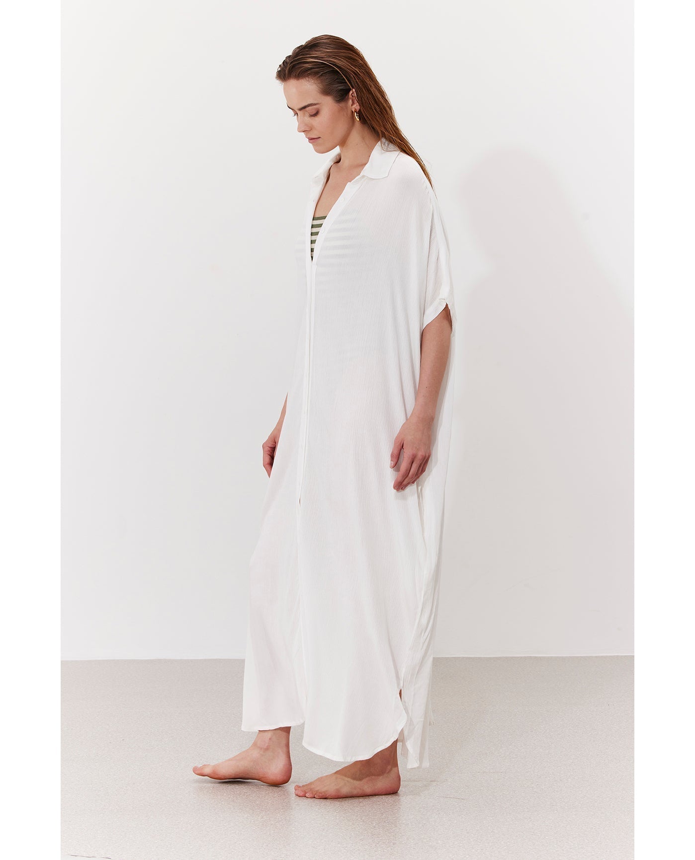 Solena Crêpe Oversized Shirt Dress Cover-Up | White