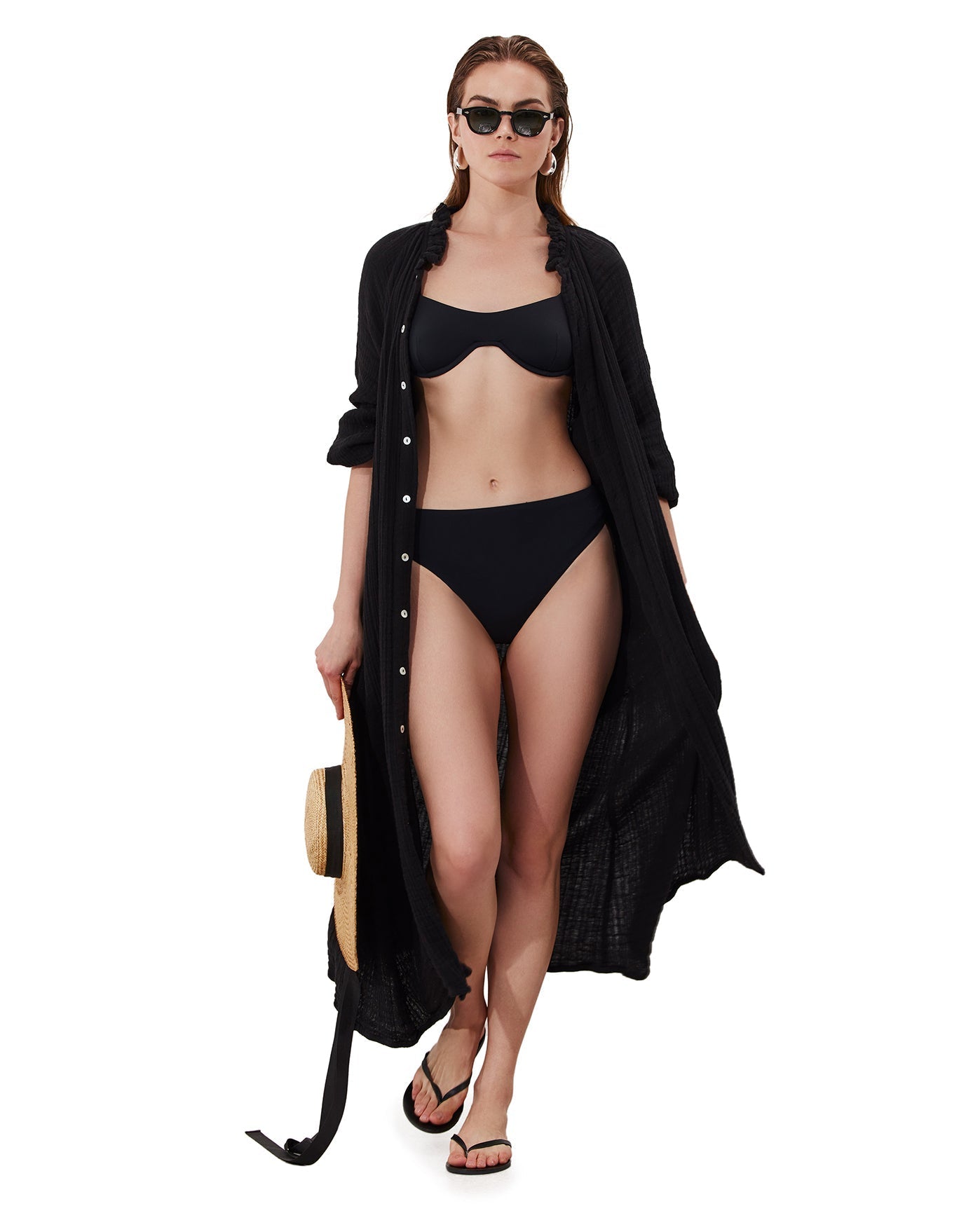 Cloudshore Ruffle Collar Dress Cover-Up | Black
