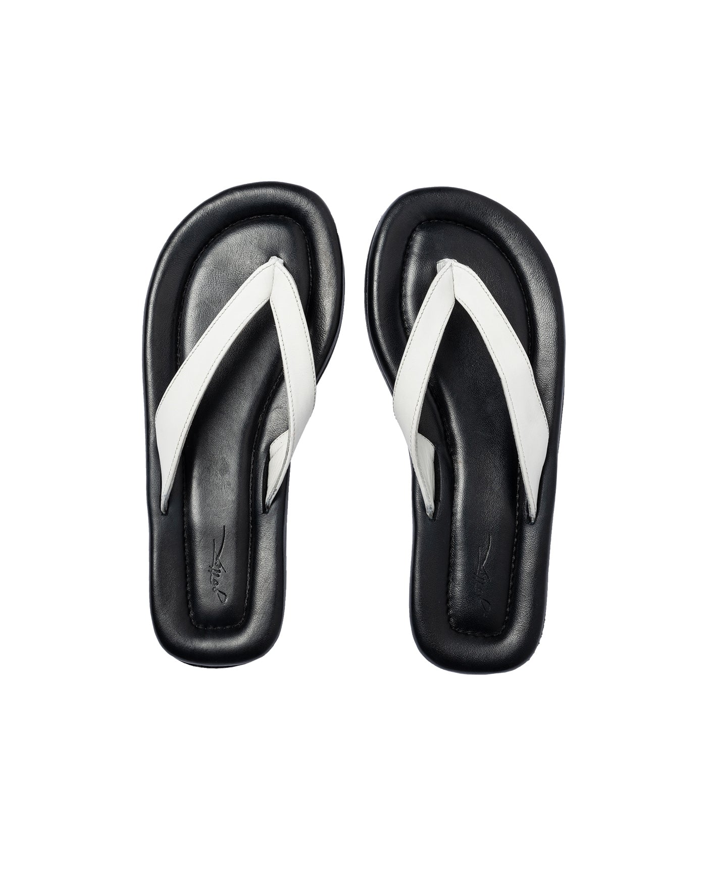 Gottex Beach LifeResort Leather Flip Flop-Black-WhiteShoes