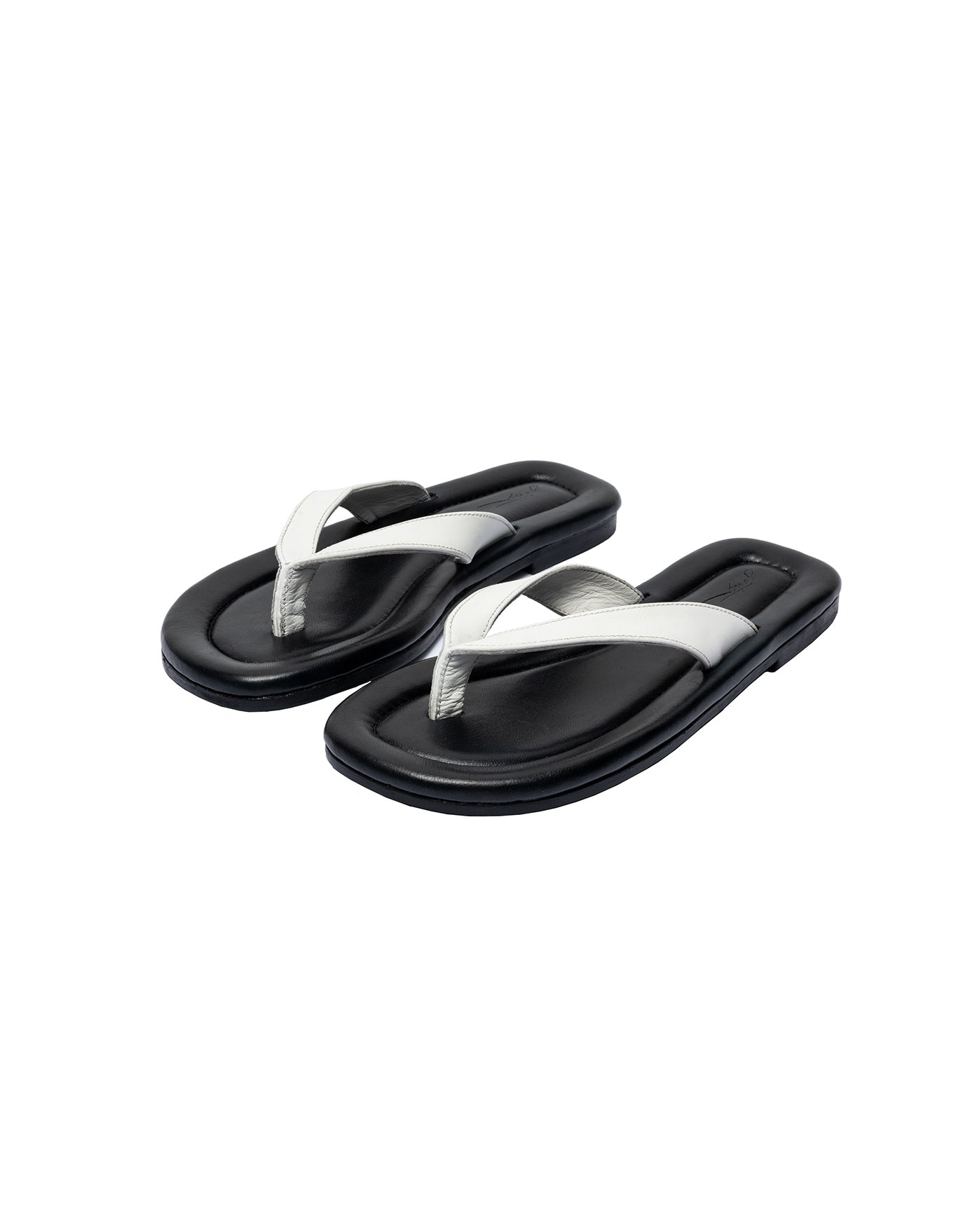 Gottex Beach LifeResort Leather Flip Flop-Black-WhiteShoes