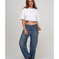 Front View Of Beach Life Airport Cropped Cotton Graphic T-Shirt | white