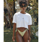 Front View Of Beach Life Airport Cropped Cotton Graphic T-Shirt | white