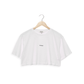 Front View Of Beach Life Airport Cropped Cotton Graphic T-Shirt | white
