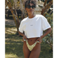 Front View Of Beach Life Airport Cropped Cotton Graphic T-Shirt | white