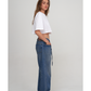 Side View Of Beach Life Airport Cropped Cotton Graphic T-Shirt | white