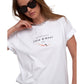 Front View Of Beach Life Airport Cotton Graphic T-Shirt | black - white
