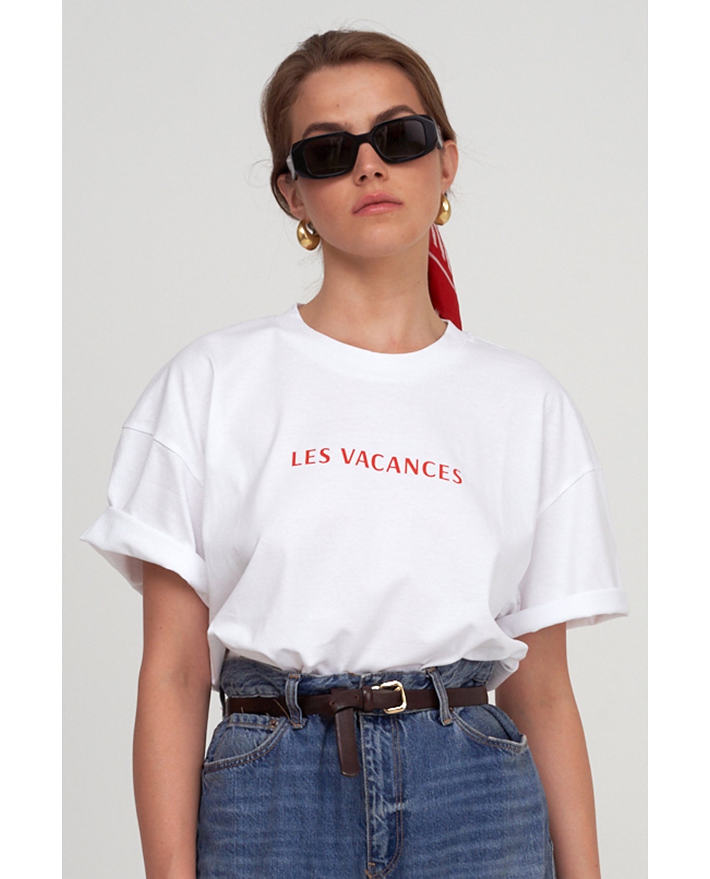 Oversized Short Sleeve Graphic Tee-Wh/red