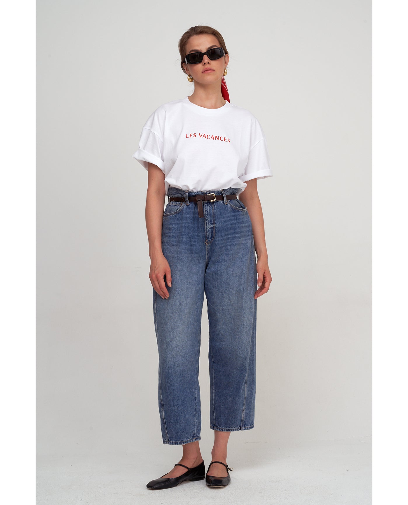 Oversized Short Sleeve Graphic Tee-Wh/red