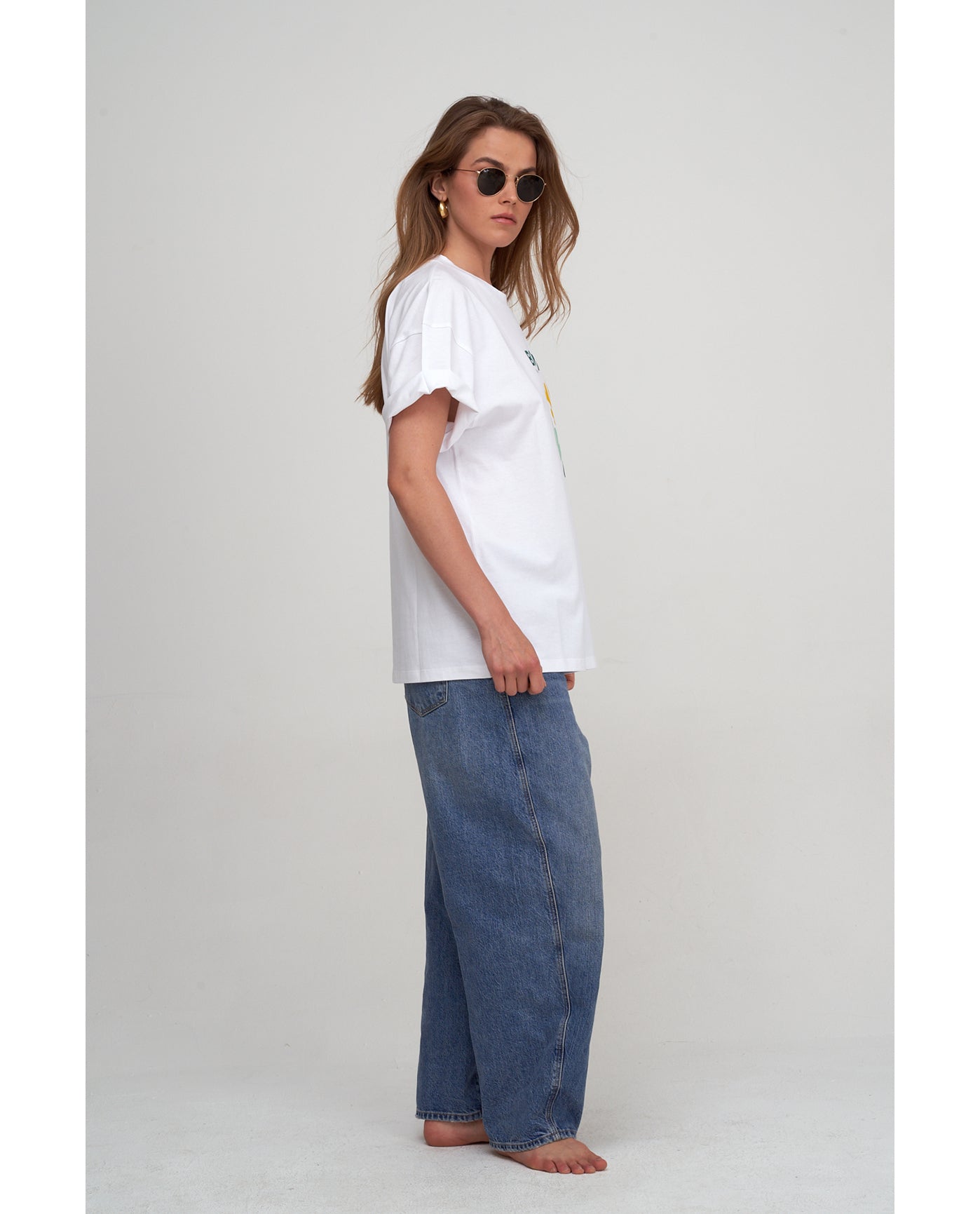 Oversized Short Sleeve Graphic Tee-Wh/multi