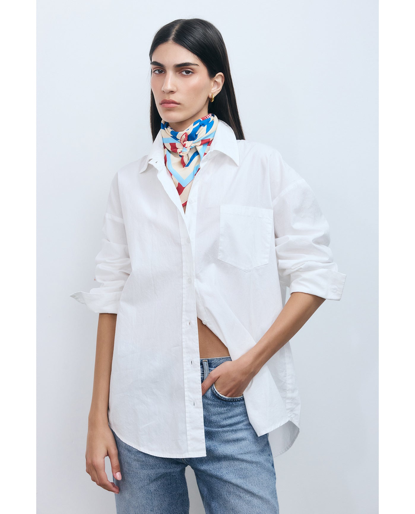 Resort Frank Button Down Shirt Cover-Up-White