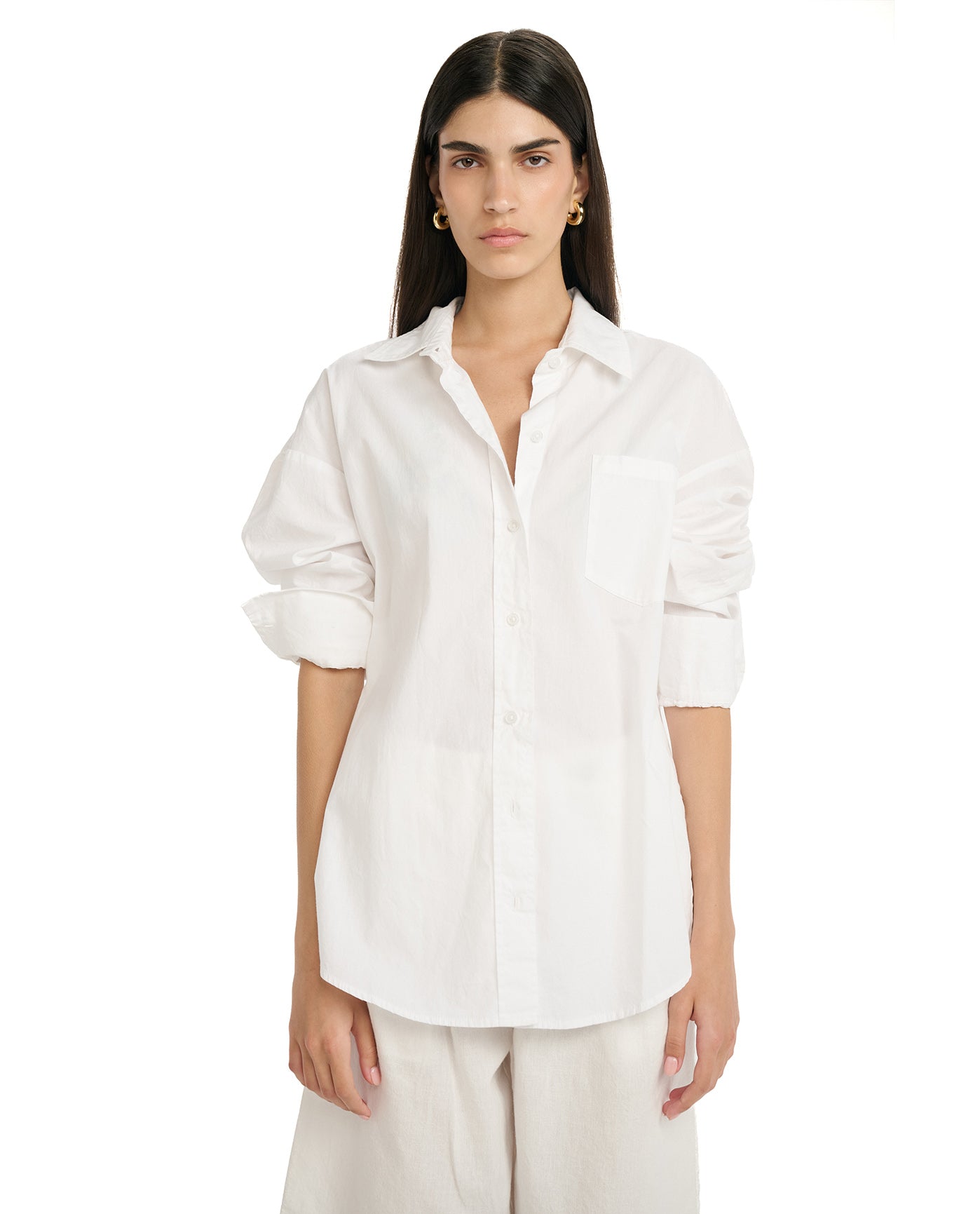Resort Frank Button Down Shirt Cover-Up-White