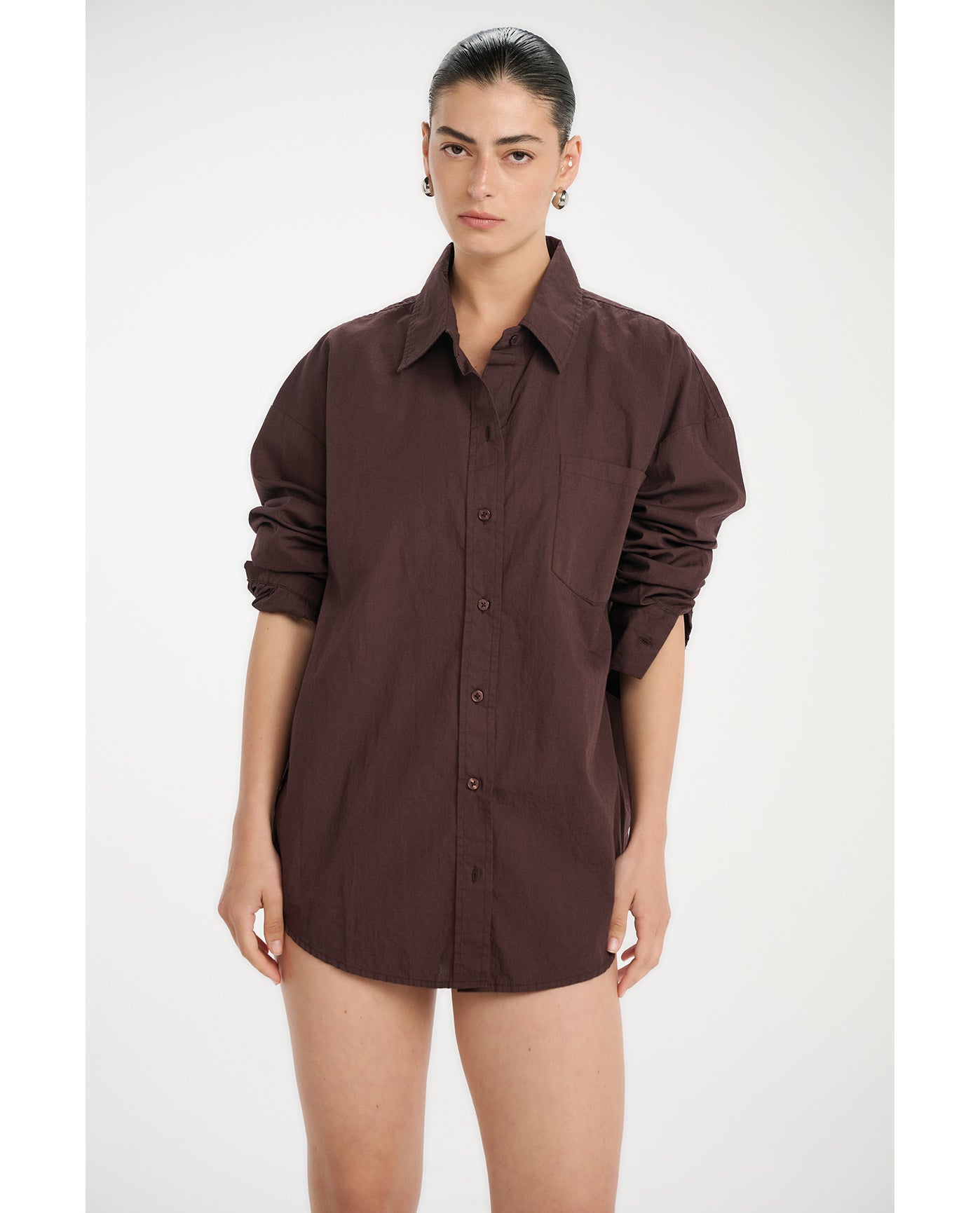 Resort Frank Button Down Shirt Cover-Up-Brown