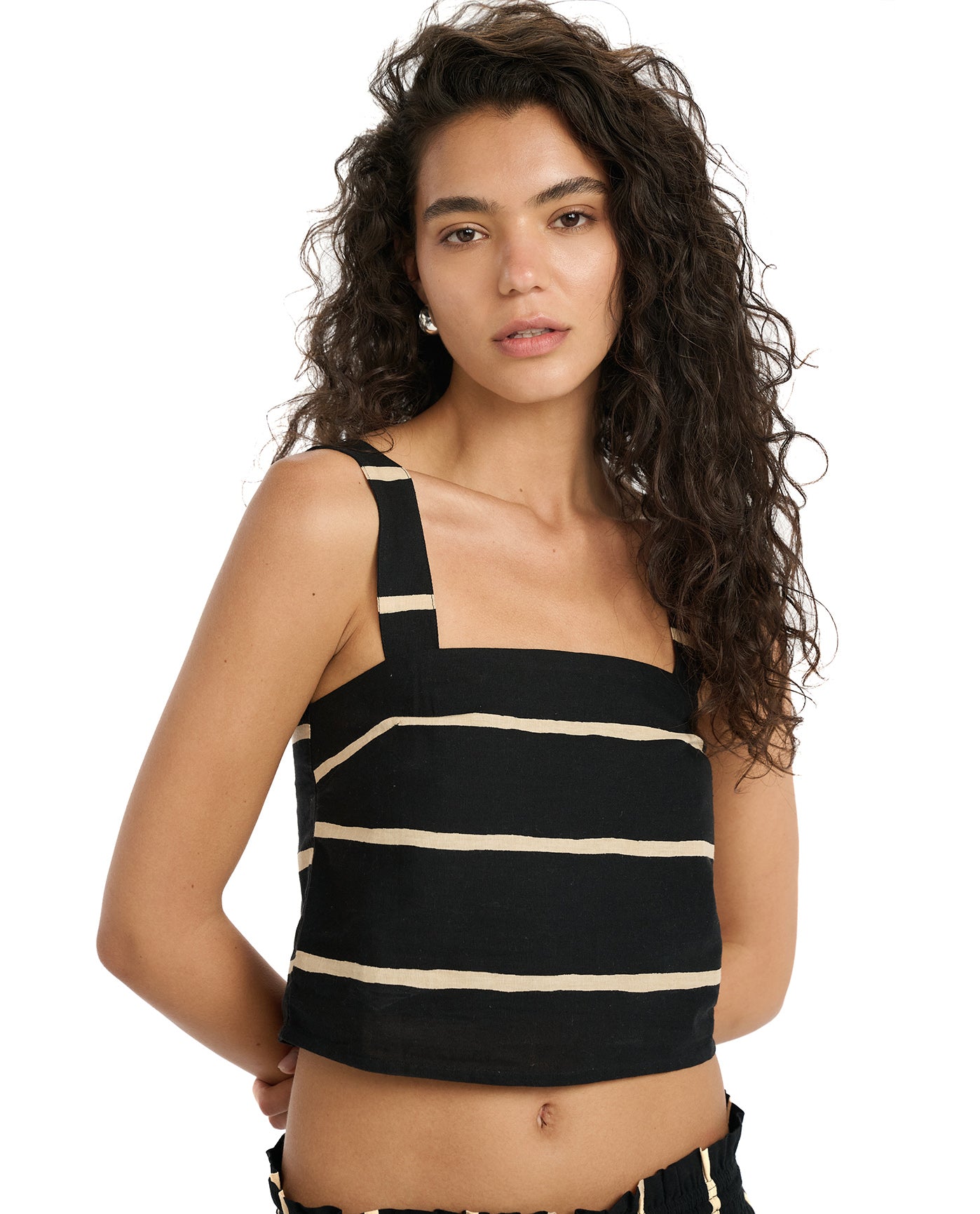 Resort Ray Square Neck Crop Top Cover-Up-Black-Sand