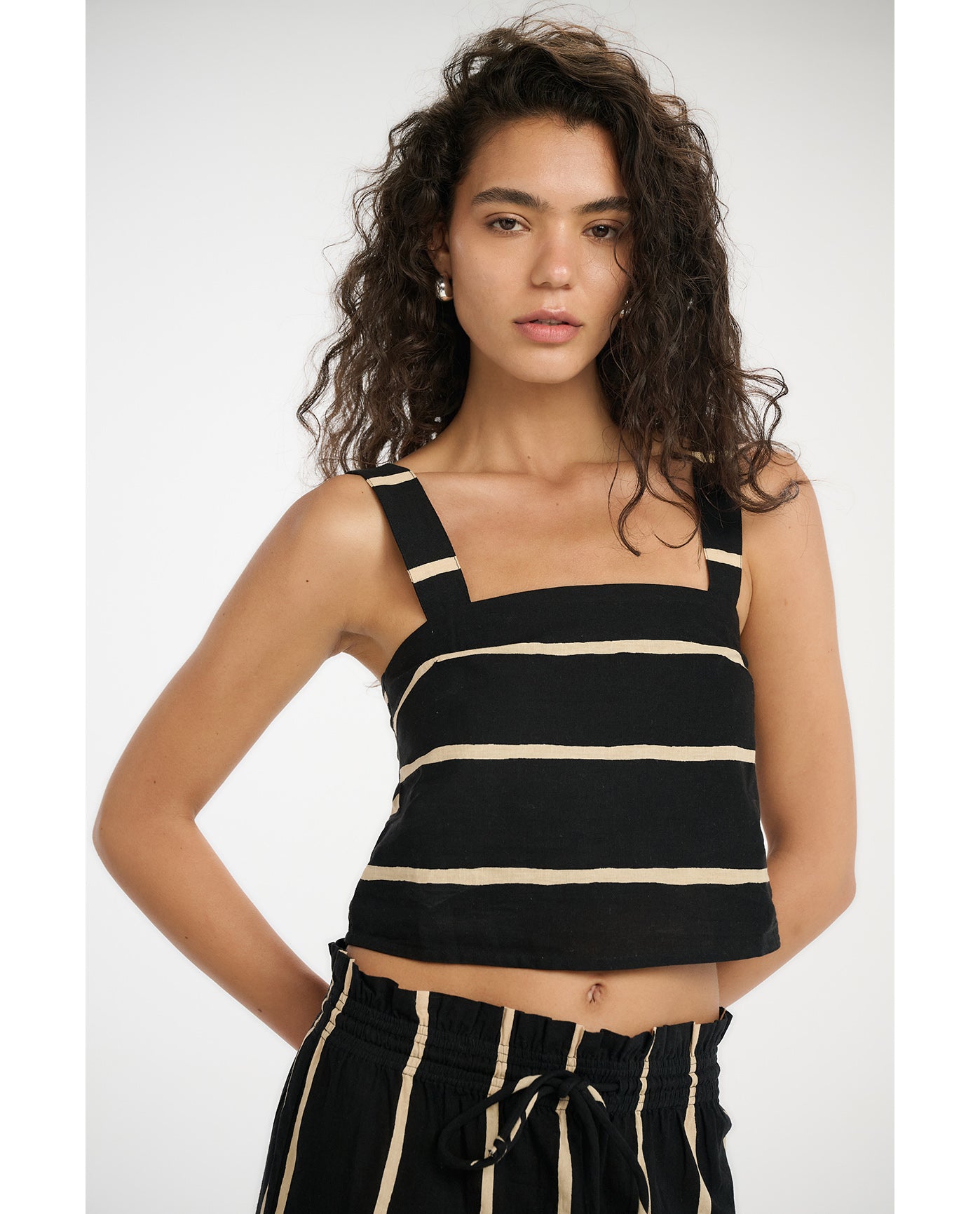 Resort Ray Square Neck Crop Top Cover-Up-Black-Sand