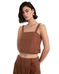 Resort Embroidered Crop Top Cover-Up-Brown