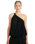 Resort One Shoulder Bubble Top Cover-Up-Black