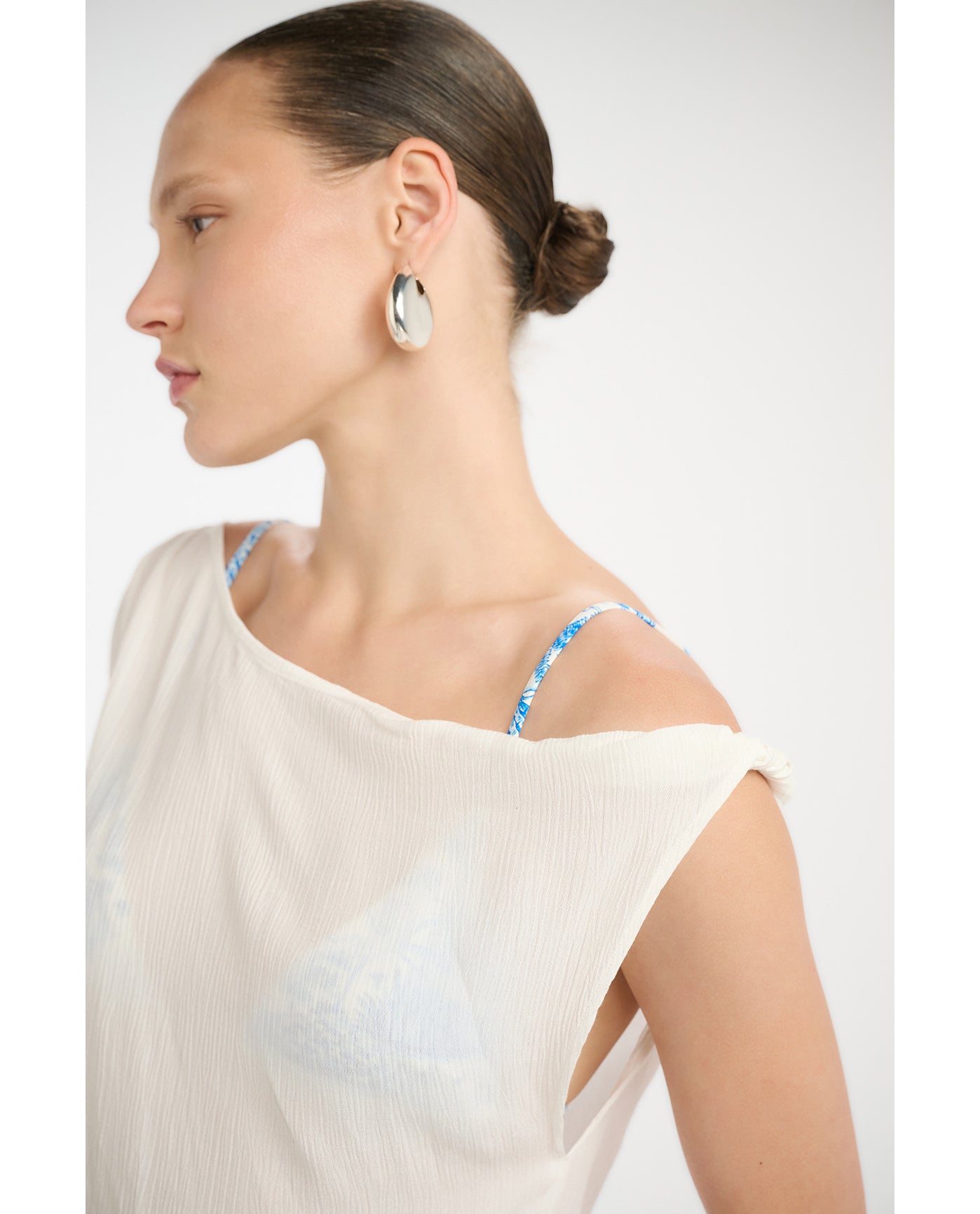 Resort One Shoulder Twist Top Cover-Up-White