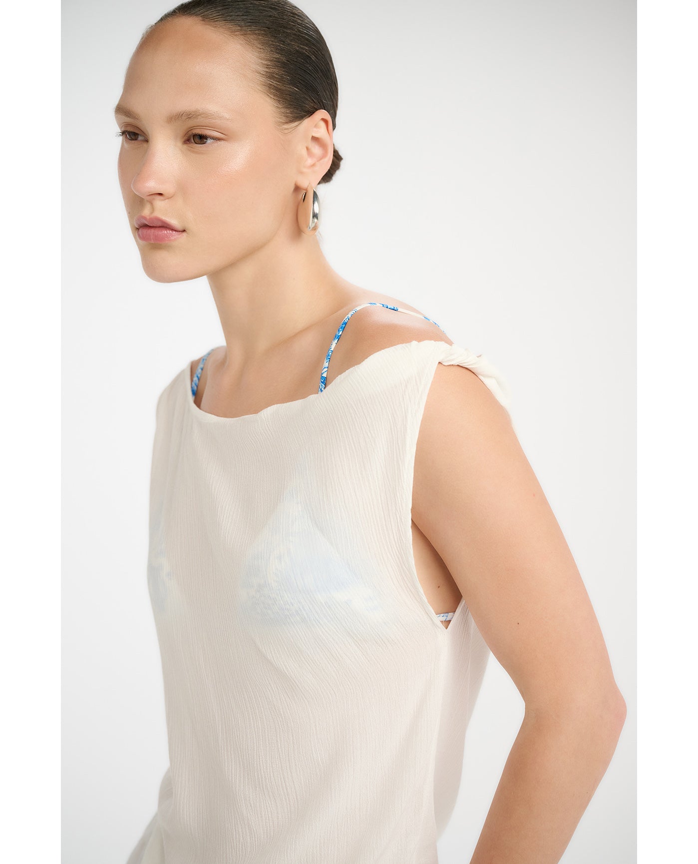 Resort One Shoulder Twist Top Cover-Up-White