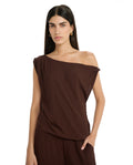 Resort One Shoulder Twist Top Cover-Up-Brown