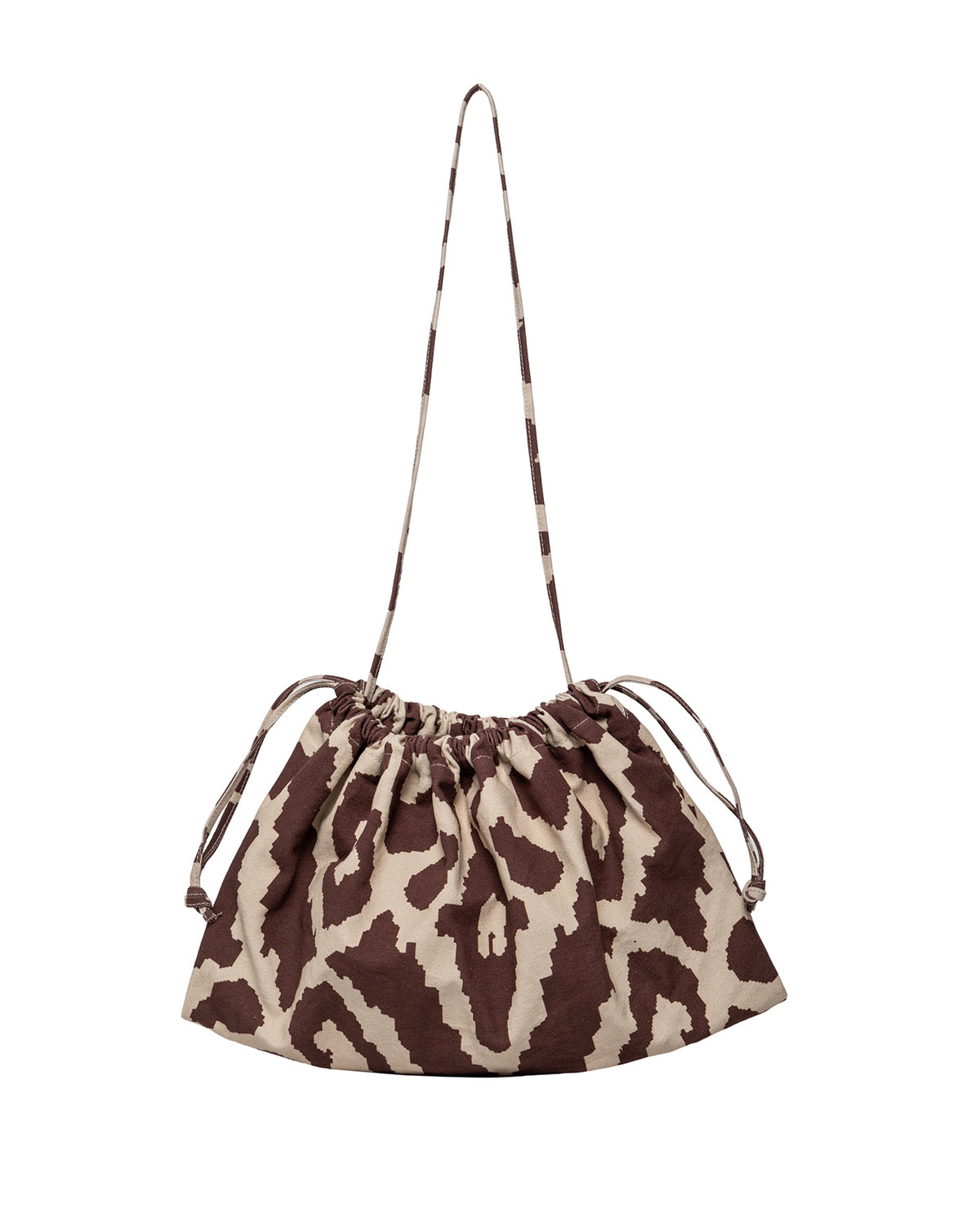 Resort Large Drawstring Beach Bag-Cream-Brown