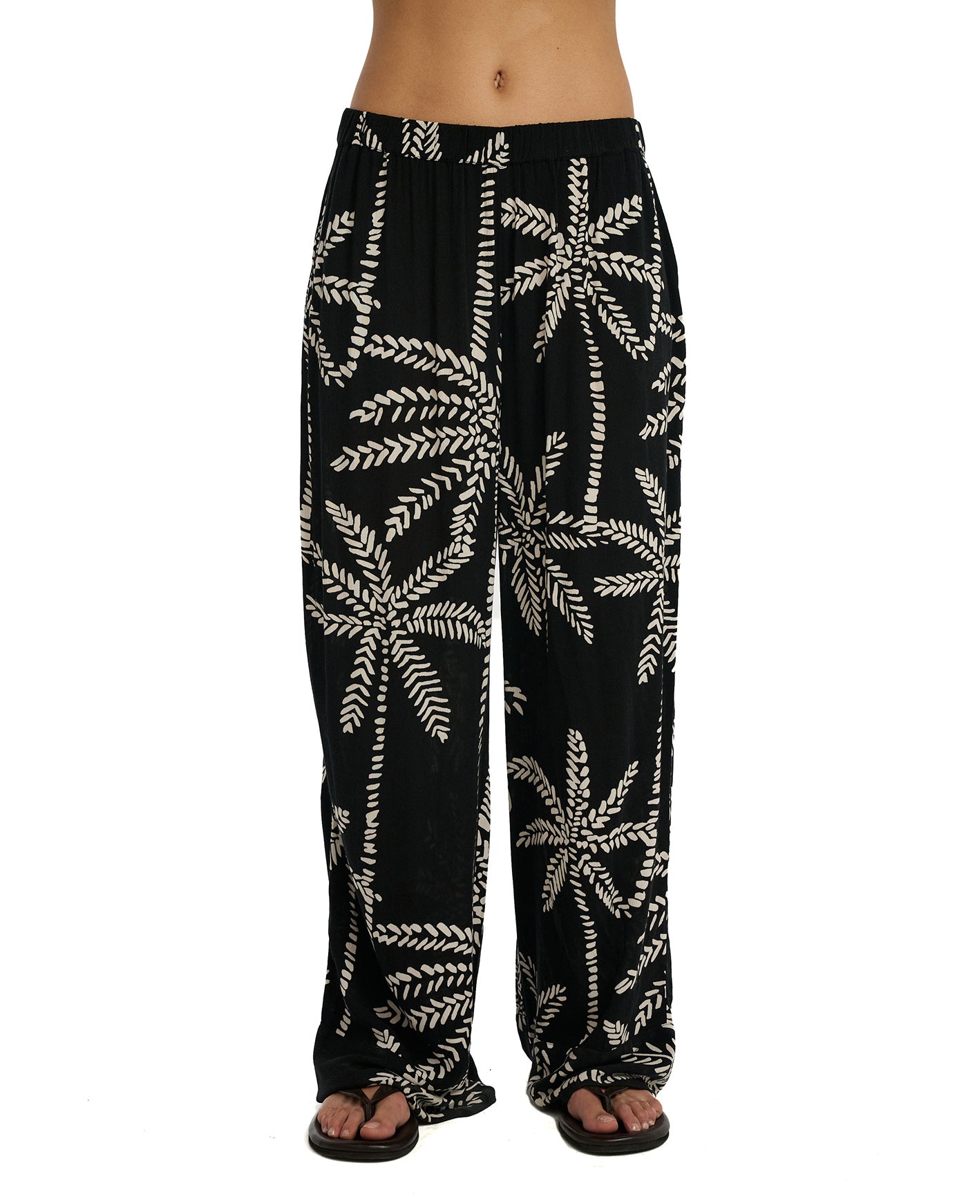 Resort Palm Beach Pants Cover-Up-Black-Cream