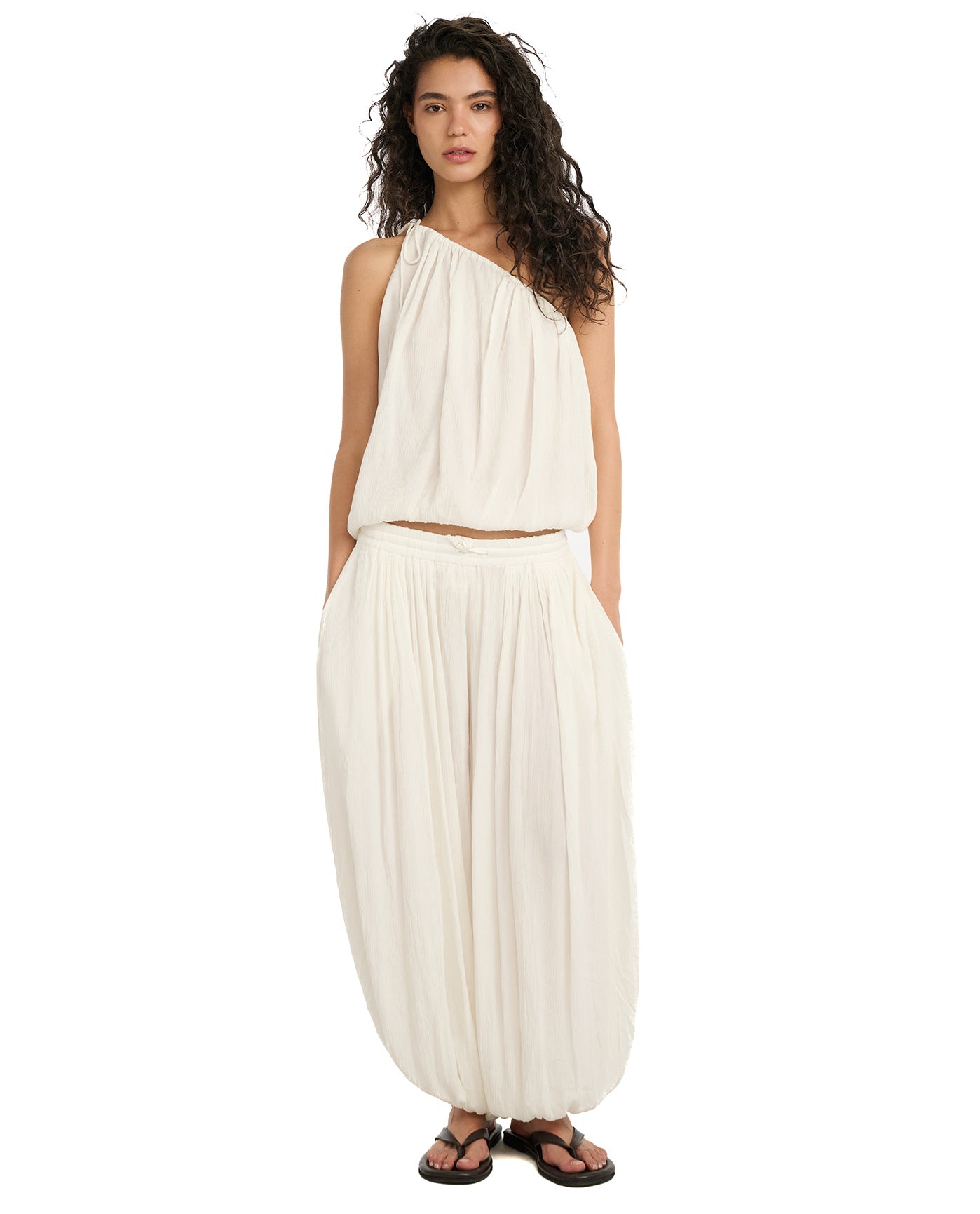 Resort Balloon Pants Cover-Up-White