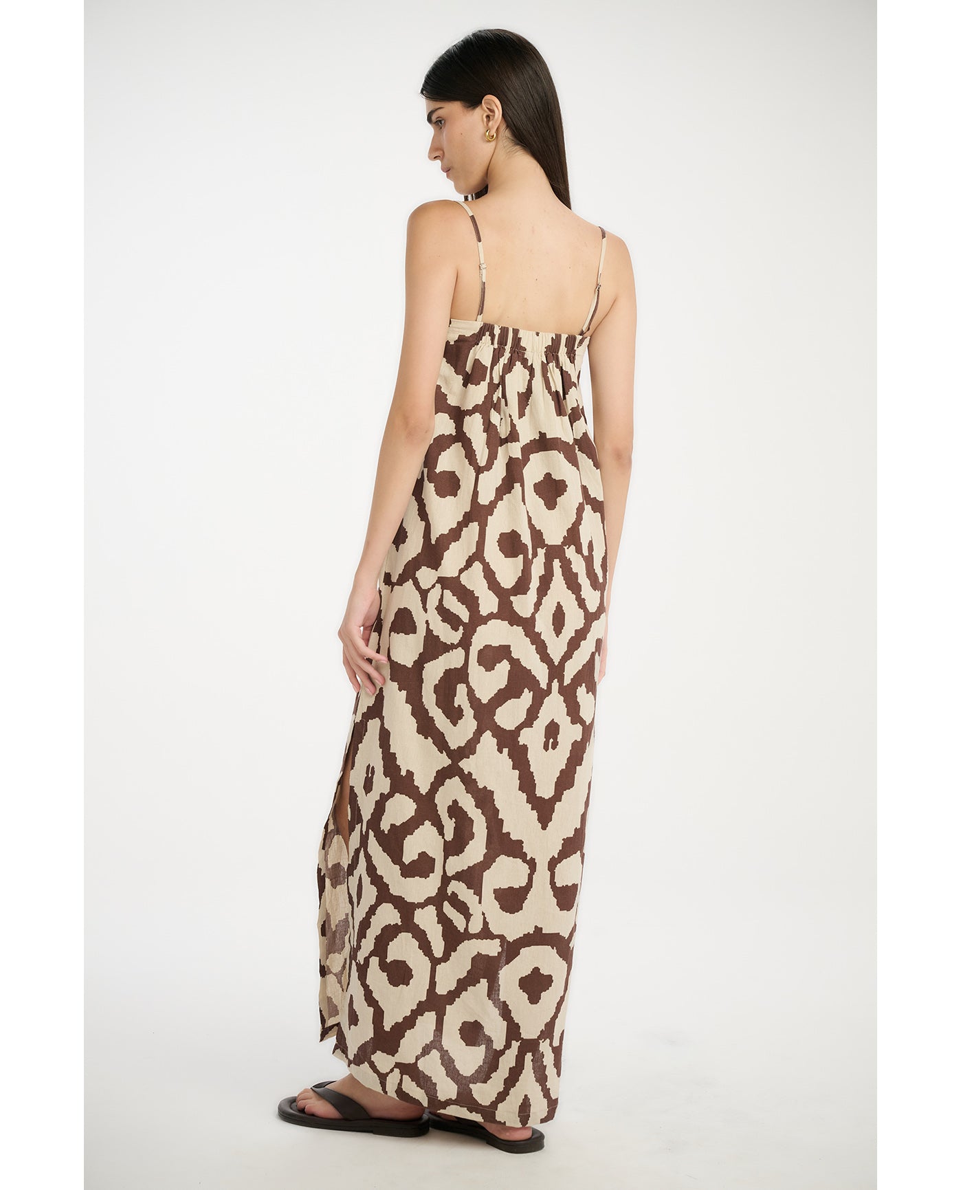 Resort Geo Drift U Wire Maxi Dress Cover-Up-Cream-Brown