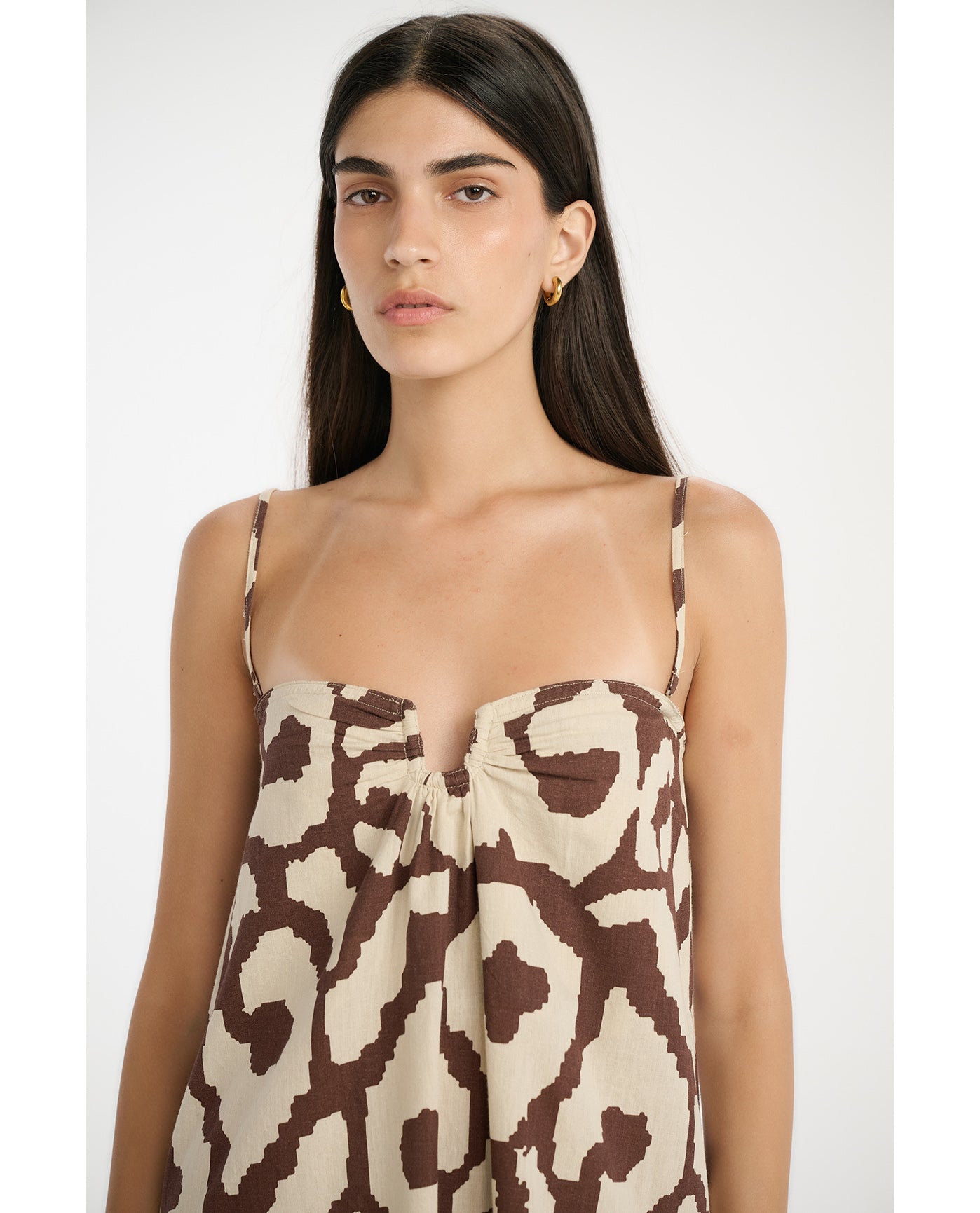 Resort Geo Drift U Wire Maxi Dress Cover-Up-Cream-Brown