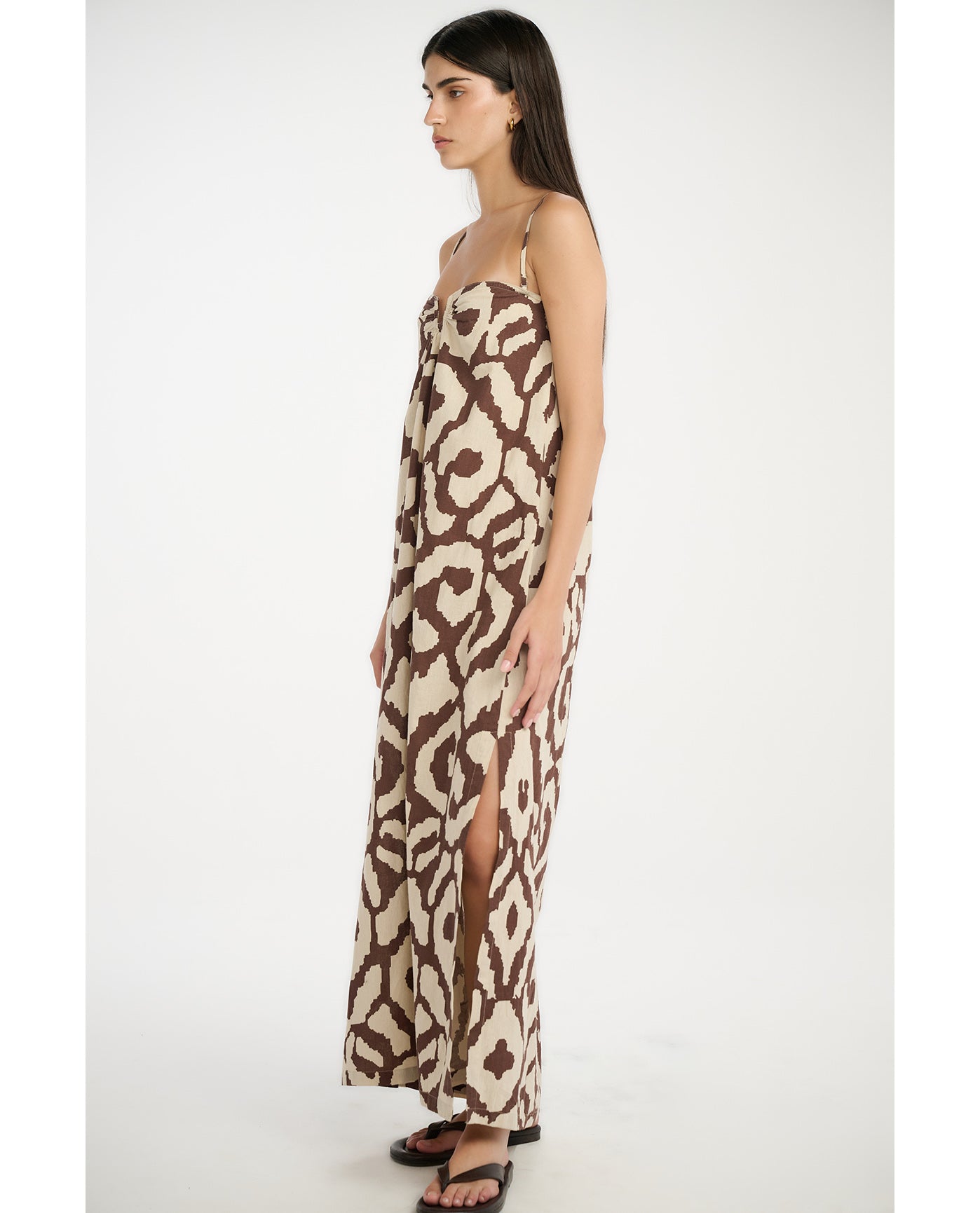 Resort Geo Drift U Wire Maxi Dress Cover-Up-Cream-Brown